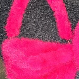 Fuzzy Pink Shoulder Bag Pink Posh